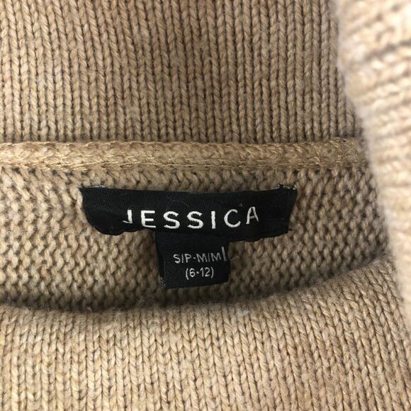 * Jessica Camel Cable Knit Cowl Neck Poncho Sweater - Picture 5 of 7